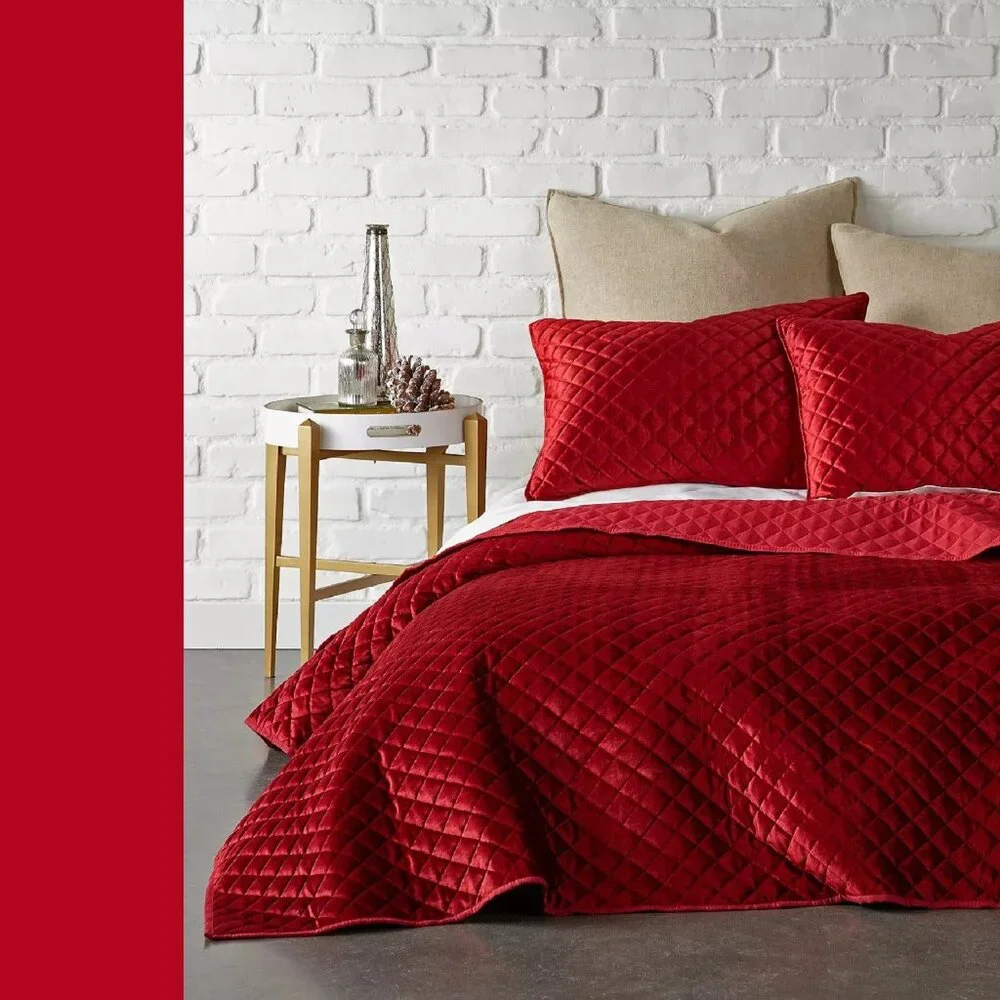 new in box 2-piece RED VELVET Levtex Home Quilted Diamond Quilt Set - Twin XL